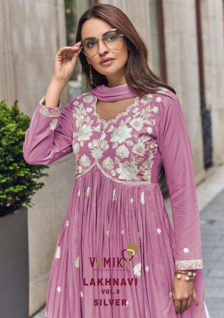vamika lakhnavi silver vol 8 rayon wholesale suit in surat 
