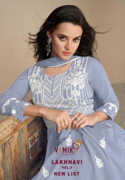 vamika lakhnavi vol 5 new list series 1027 rayon wholesale readymade suit