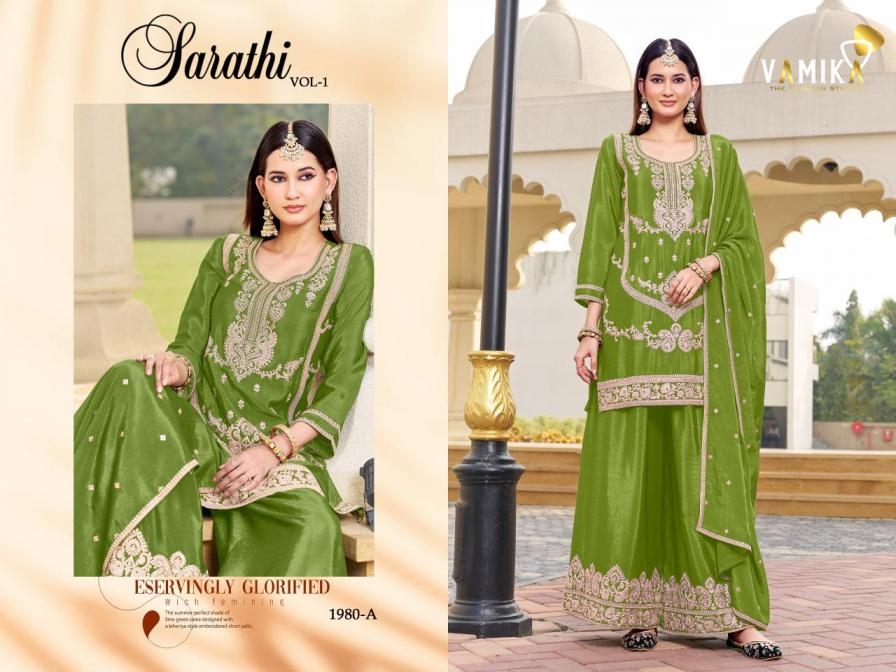 vamika sarathi vol 1 series 1980 chinon wholesale suit in surat 