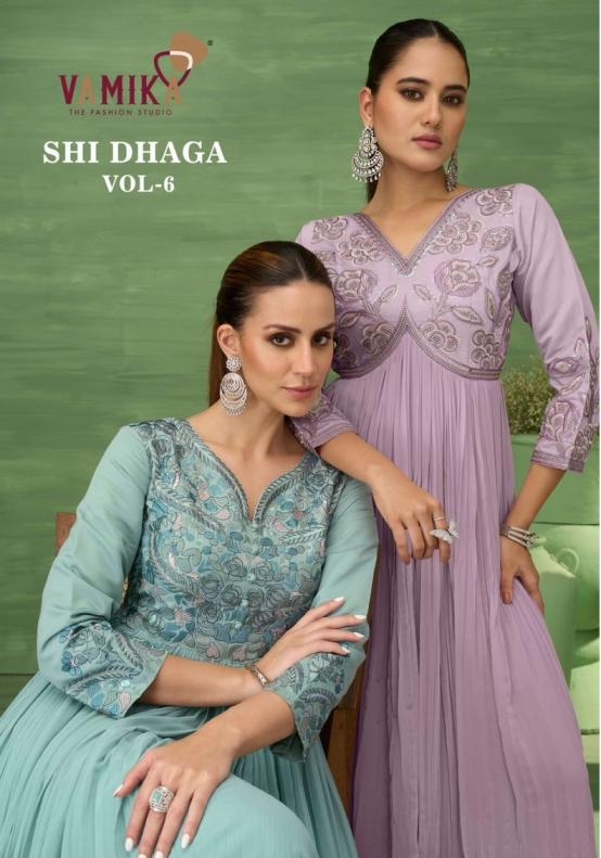 vamika shi dhaga vol 6 series 3221-3224 viscose georgette wholesale gown