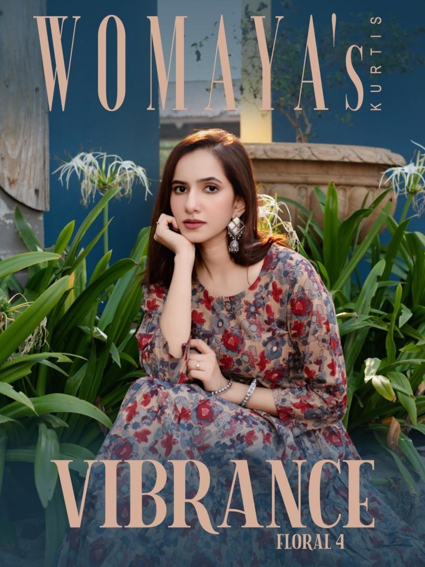 womayas vibrance floral vol 4 series 2341-2344 cotton cambric wholesale kurti
