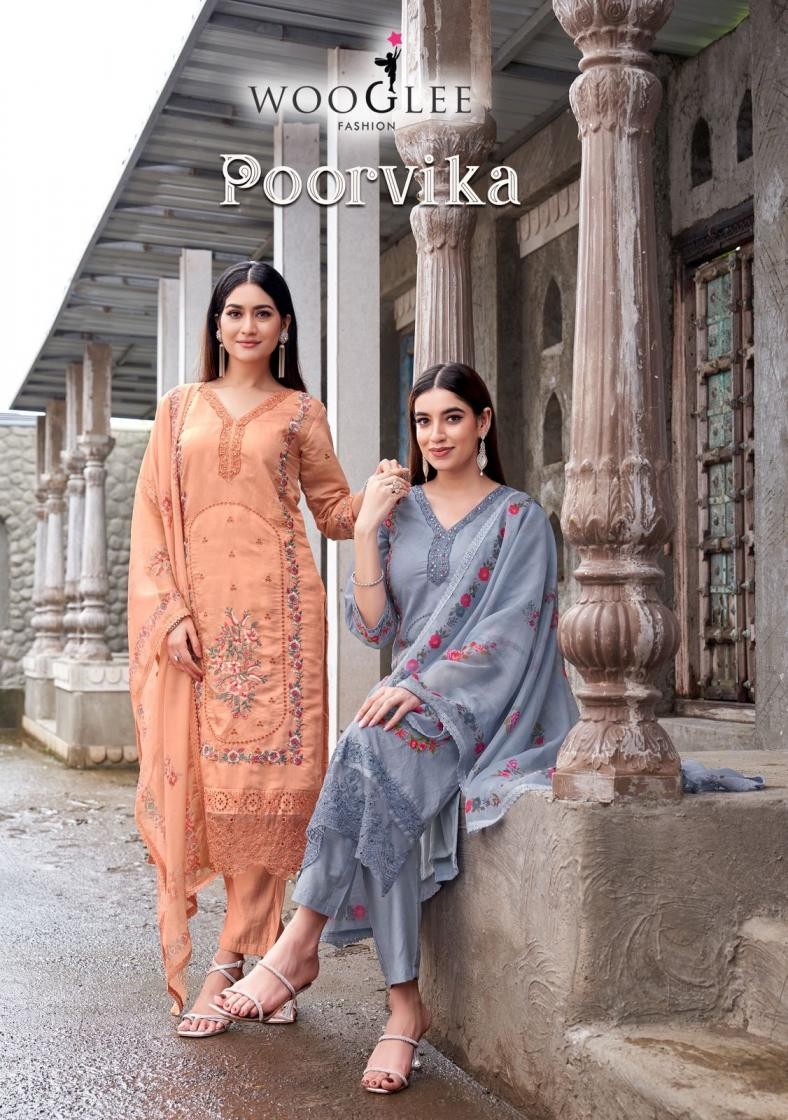 wooglee poorvika series 2001-2005 mull chanderi wholesale readymade suit 