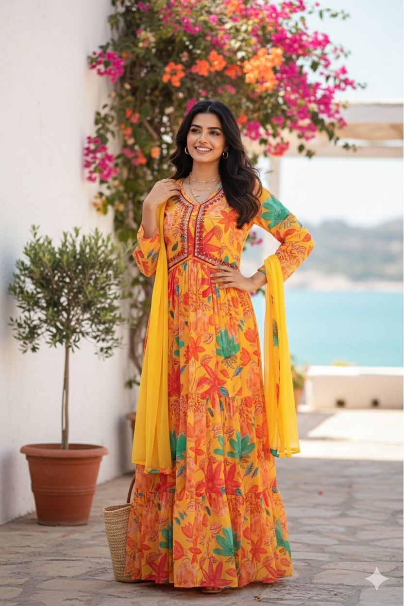 X-Lady Georgette dupatta with embroidery work lace wholesale kurti 