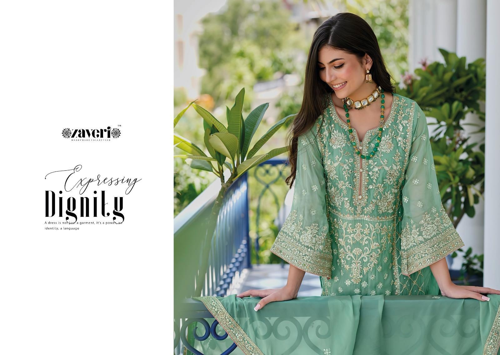 zaveri Anaya series 1592-1595 soft organza emboidery work wholesale suit 