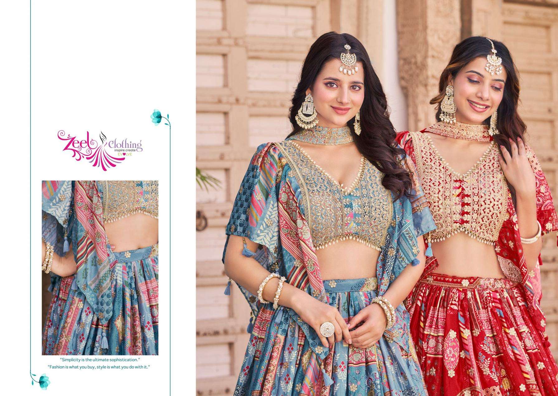 zeel clothing queen series 7050 chinon silk wholesale lehenga