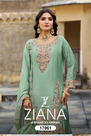 ziana 17061 chinon silk wholesale sharara suit in surat 