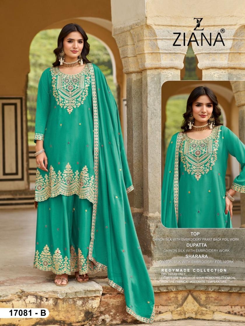 ziana 17081 chinon silk wholesale readymade pakistani suit