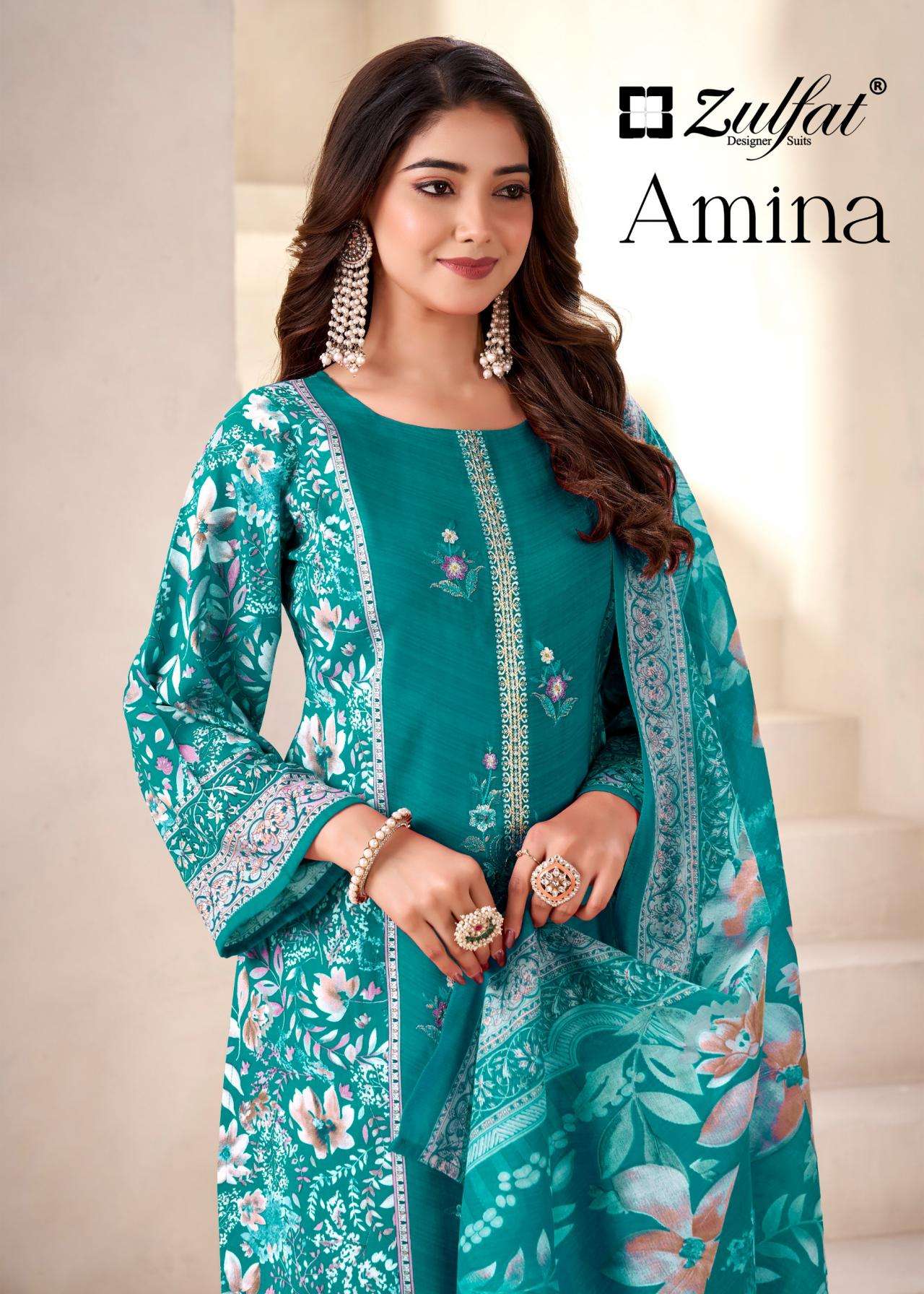 zulfat amina series 709001-709004 viscose rayon wholesale suit in surat