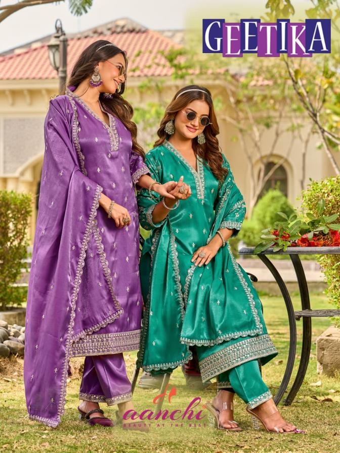 aanchi geetika GLASS ROMAN readymade suit