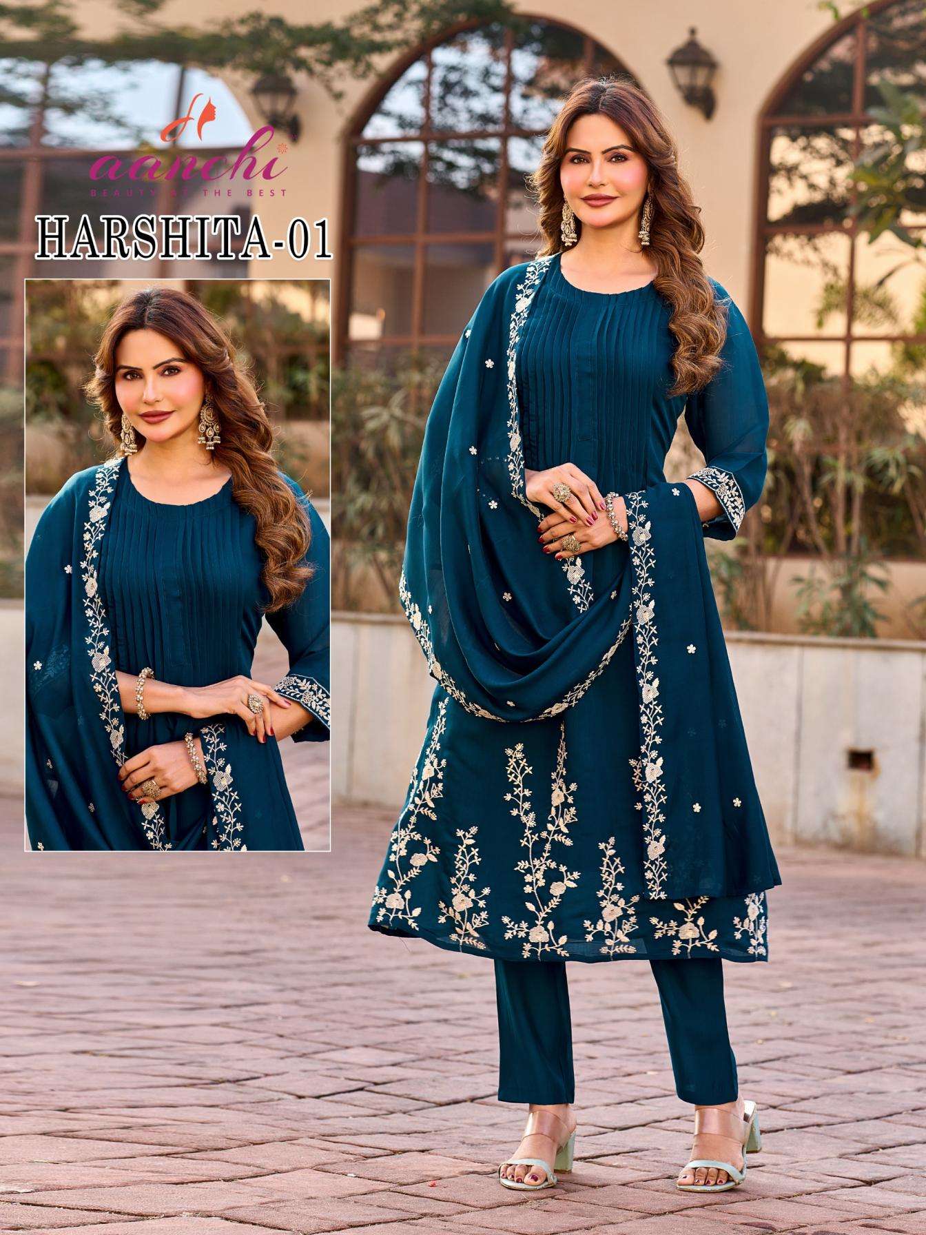 aanchi harshita series 01-08 mul chanderi readymade suit