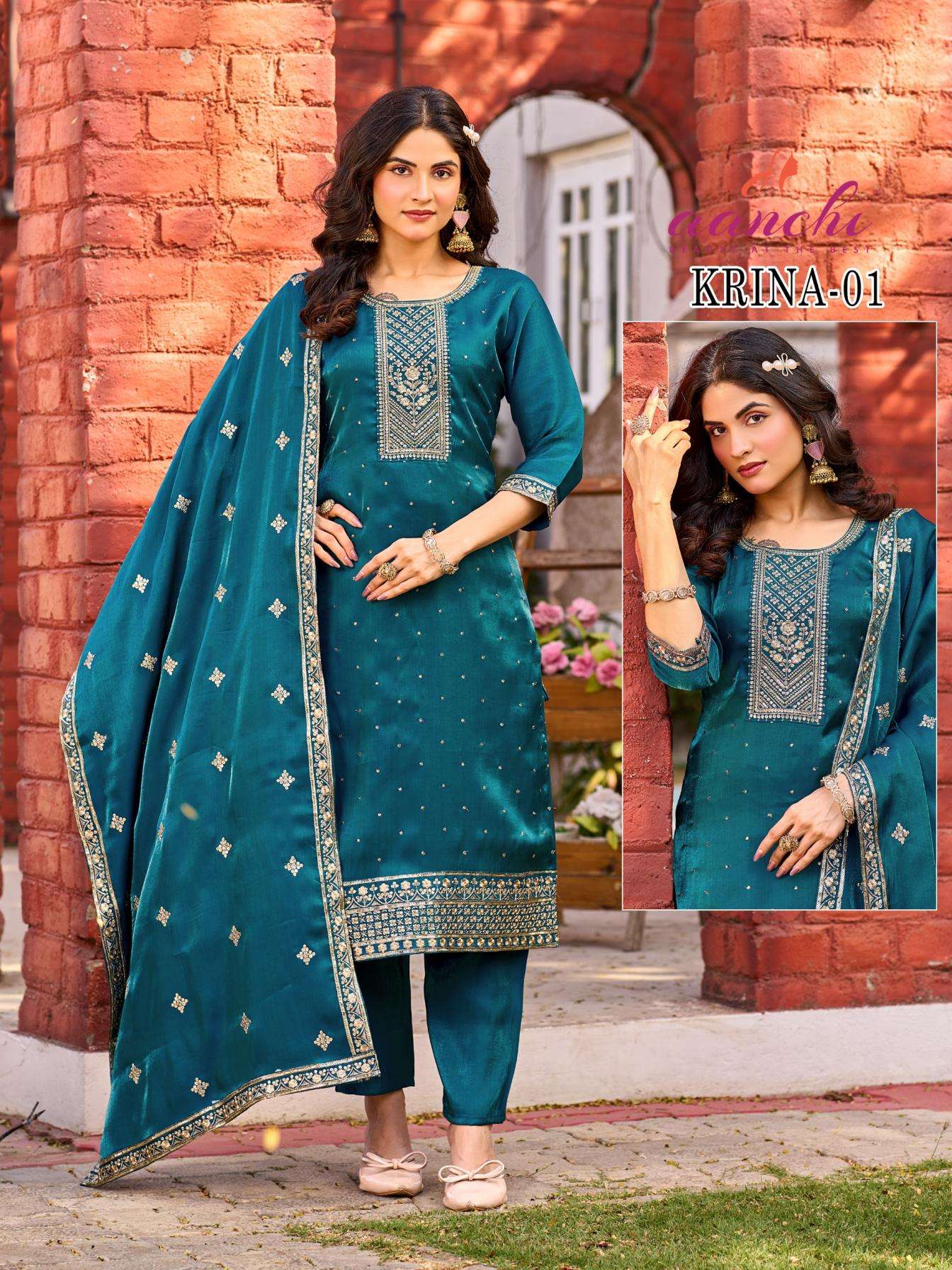 aanchi krina SERIES 01& 02 glass roman wholesale readymade suit 