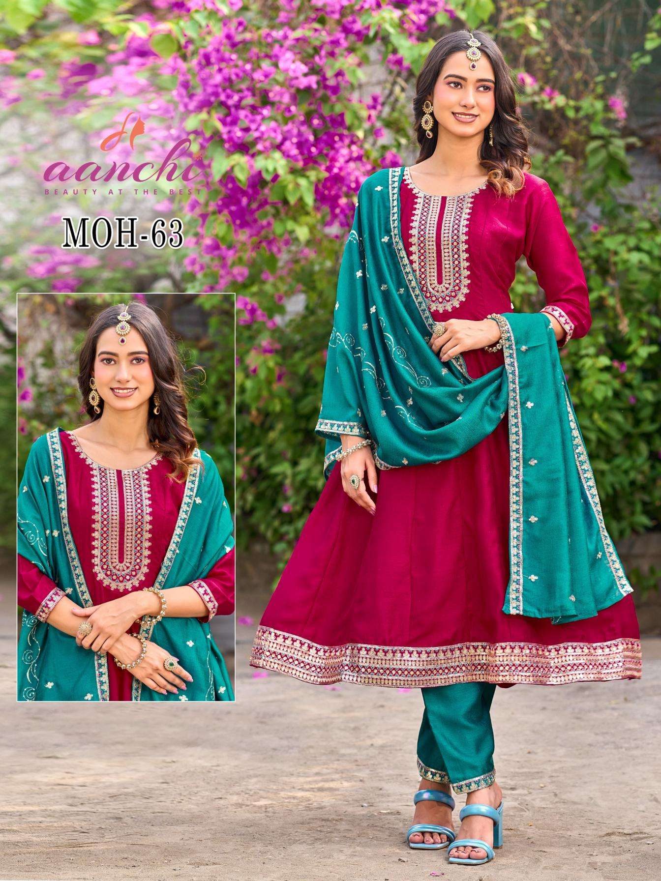 aanchi moh series 57-67 vichitra silk wholesale readymade suit 