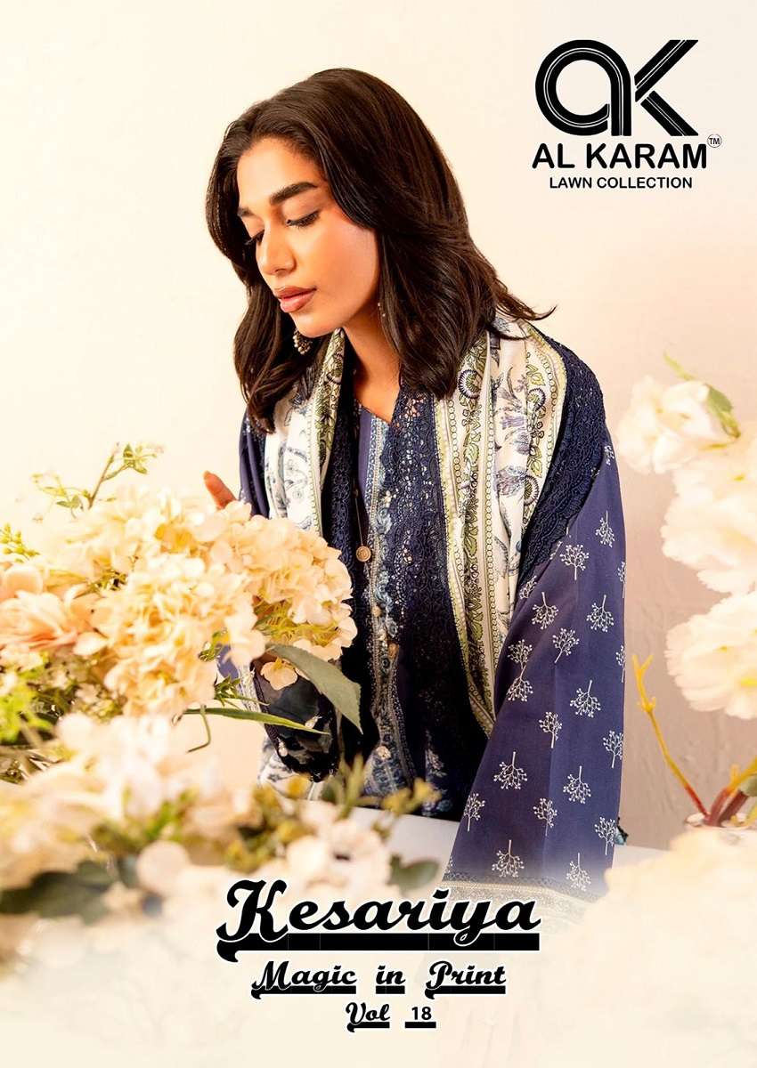 Alkaram Kesariya Vol-18 series 18001-18006 Pure Cambric Cotton wholesale suit