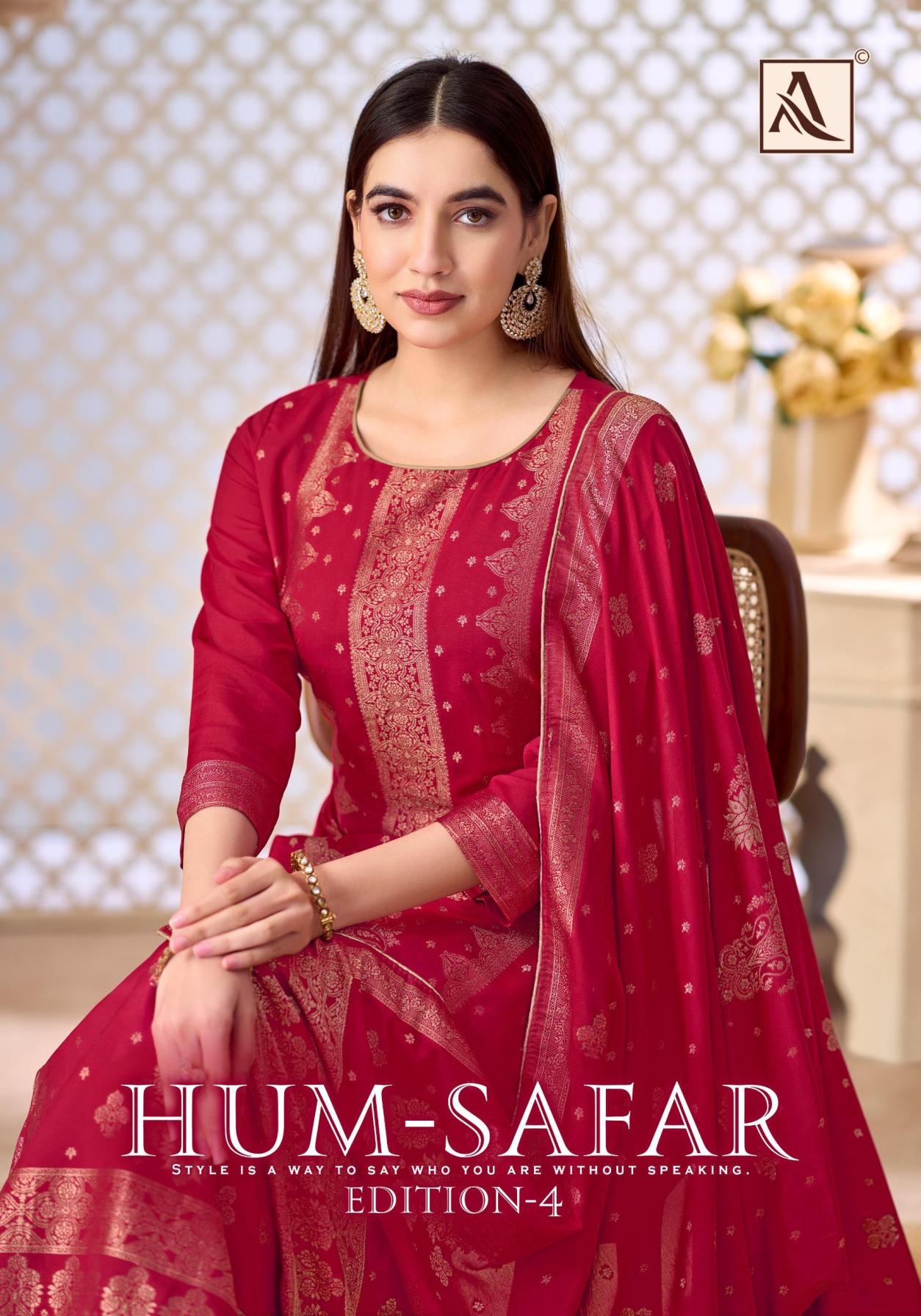 alok hum safar vol 4 series 2188100101-2188100106 viscose muslin jacquard suit