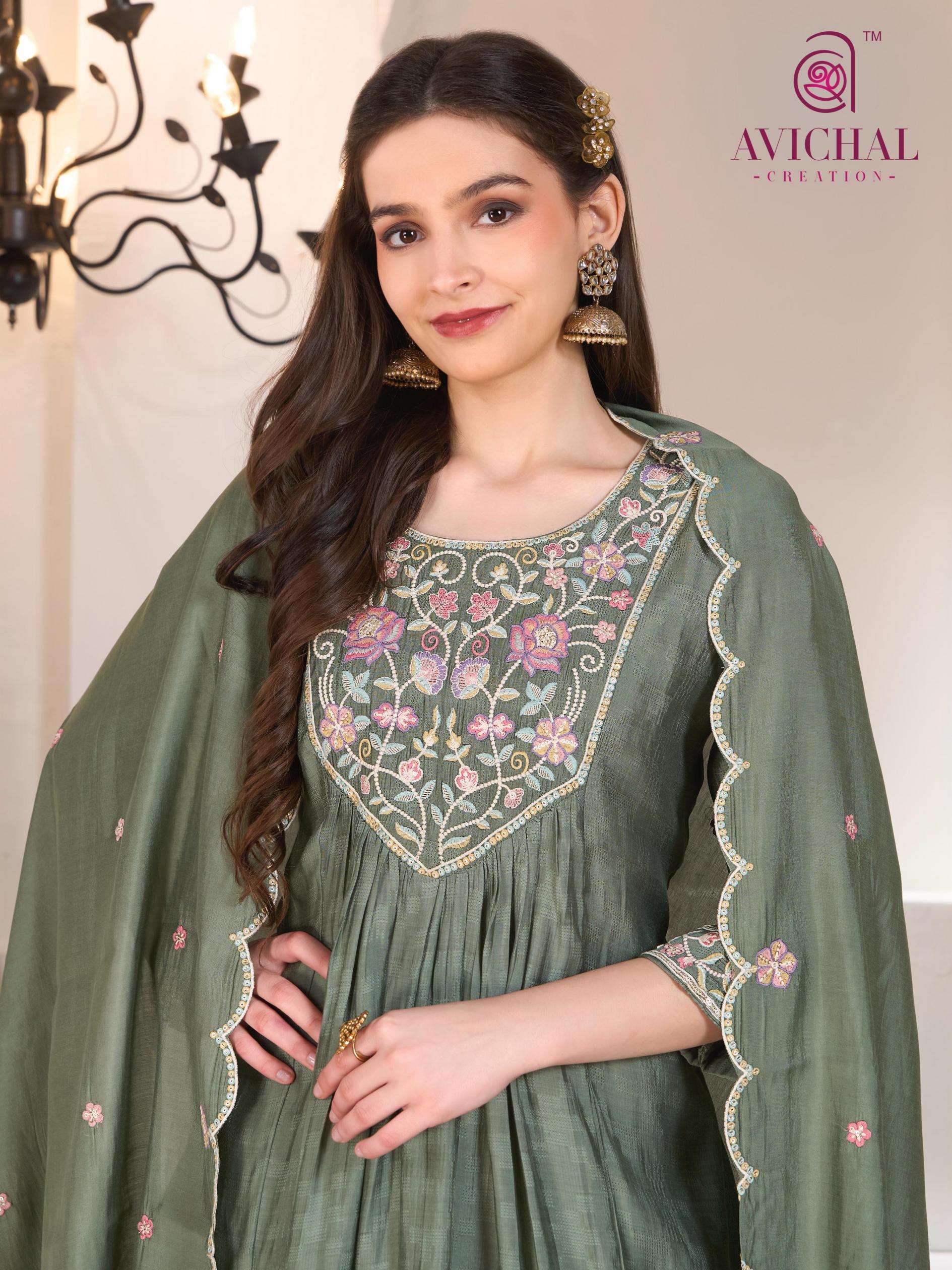 avichal creation 1088 mul chanderi dobi silk readymade suit