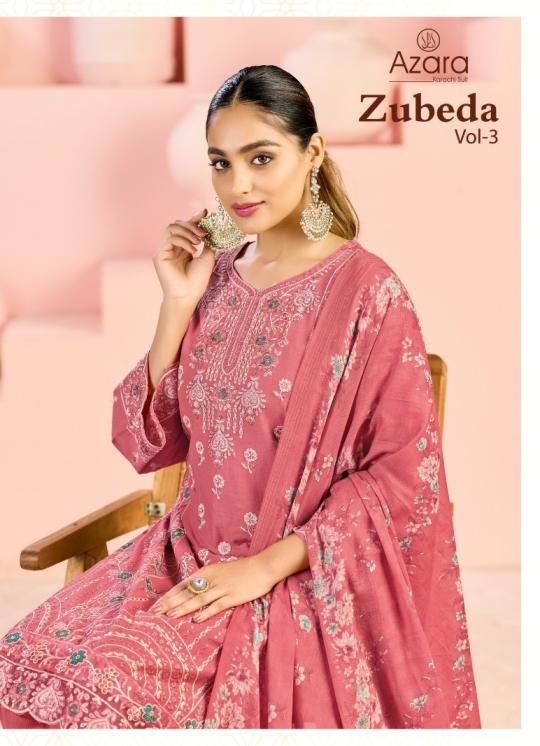 azara radhika fashion zubeda vol 3 series 95001-95004 lawn cotton suit