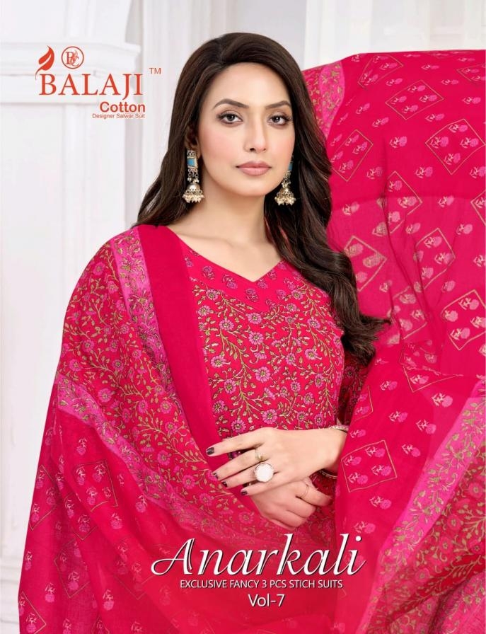 balaji cotton anarkali vol 7 series 7001-7008 cotton readymade suit
