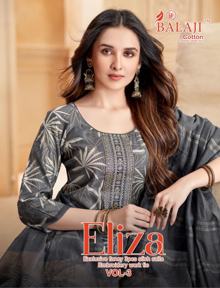 balaji cotton eliza vol 2 series 3001-3008 vertican readymade suit 