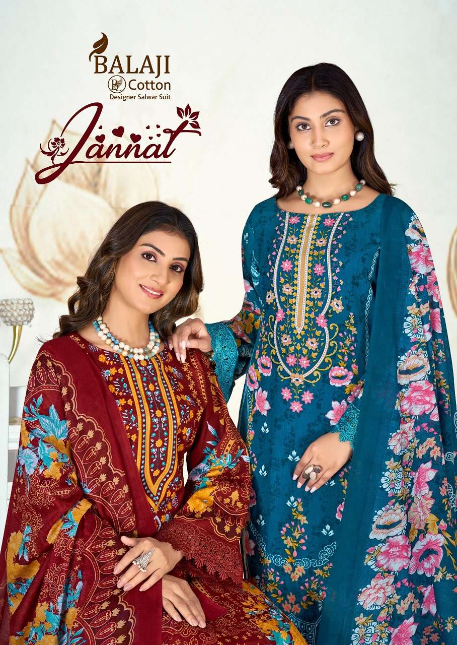 Balaji Jannat Vol-1 series 1001-1008 Pure Cotton wholesale suit