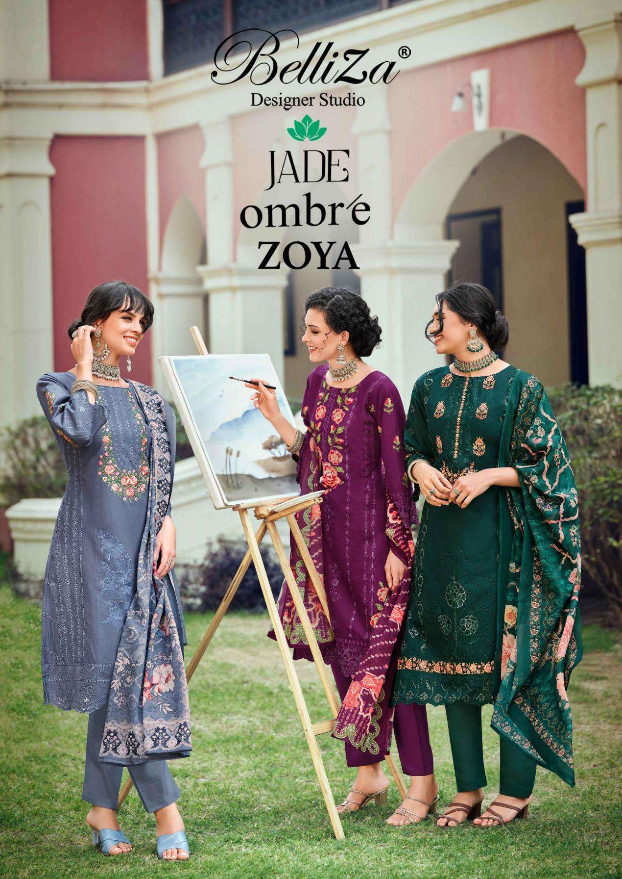 belliza ombre zoya series 869001-869006 Pure Cotton Lawn readymade suit 