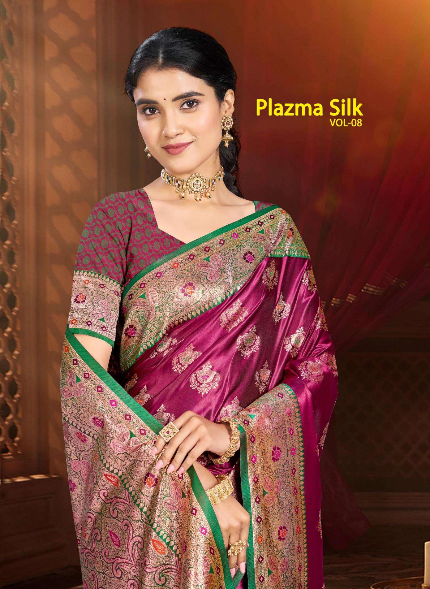 Bunawat Plazma Silk 08 series 1001-1004 satin silk wholesale saree