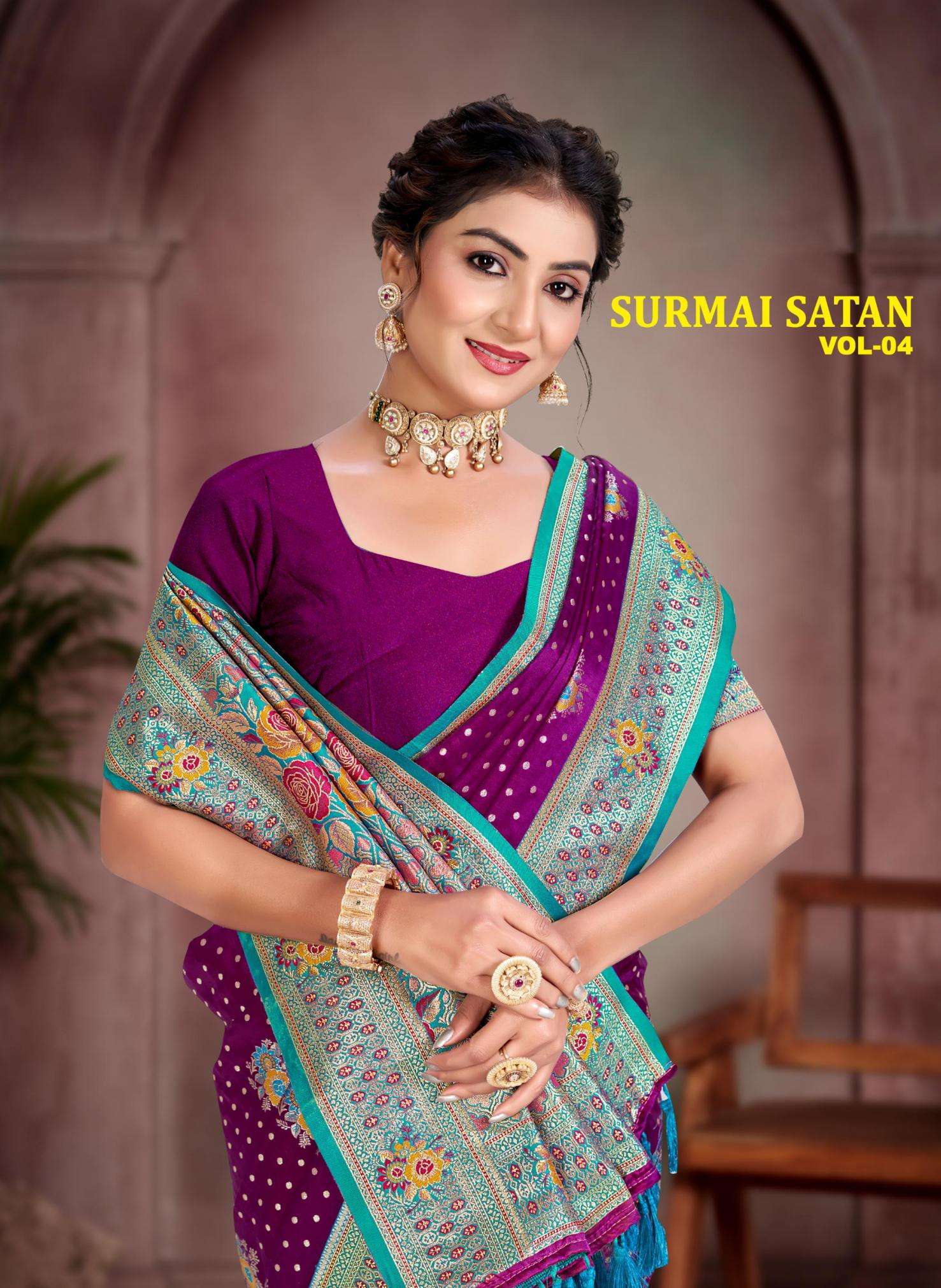 Bunawat Surmai Satan 03 series 1001-1004 satin silk wholesale saree