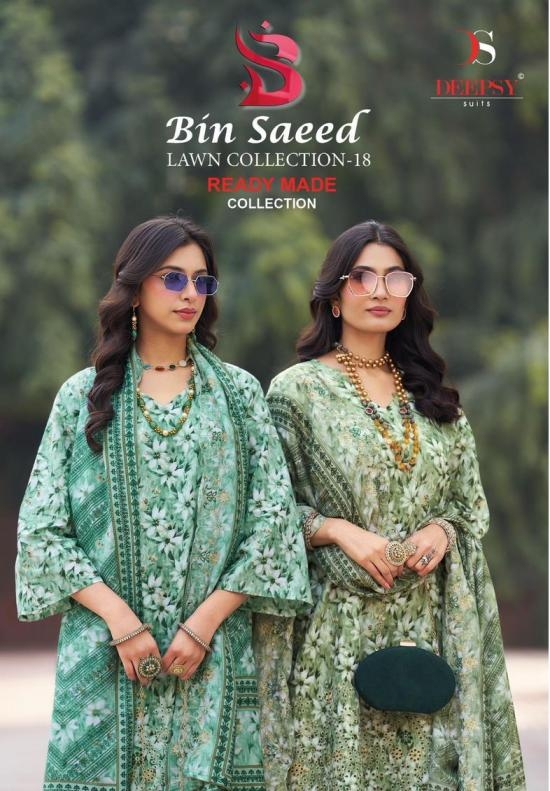 deepsy suits bin saeed vol 18 series 1801-1808 cotton readymade suit