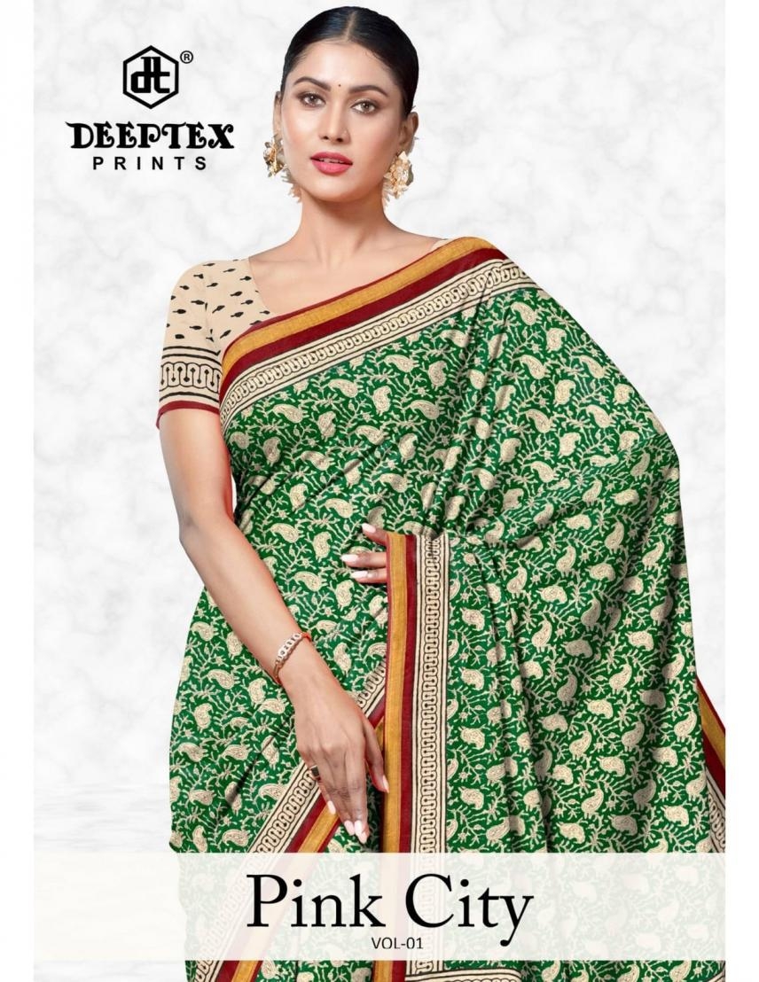 deeptex prints pink city vol 1 series 1001-1010 mul mul cotton saree 