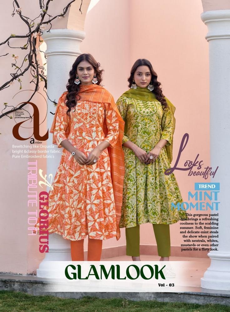 diya trends glamlook vol 3 series 3001-3008 rayon anarkali wholesale suit 