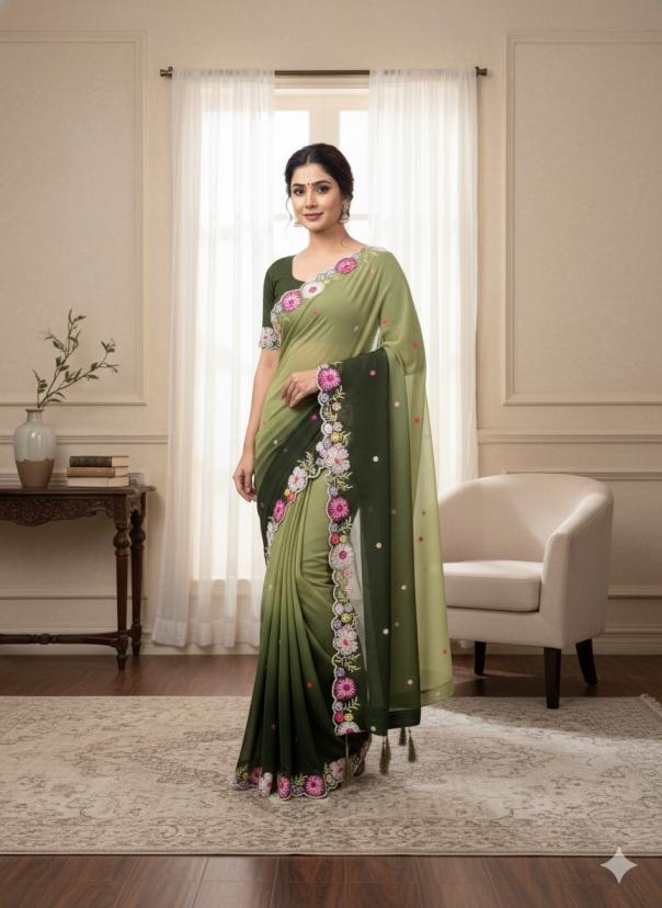 ds 716 faux georgette hit design saree wholesaler