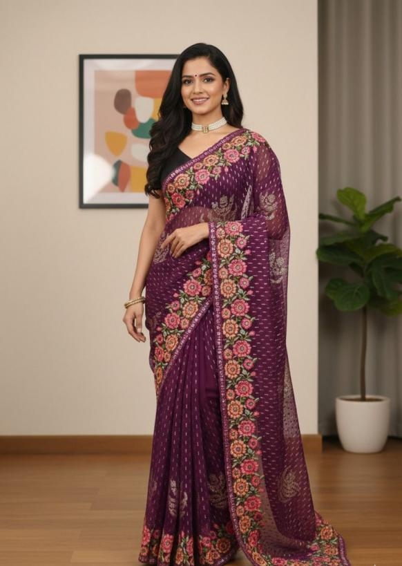 ds 743 georgette sequance work saree wholesaler