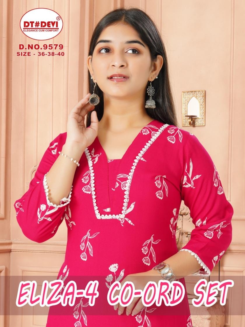 dt devi eliza vol 4 series 9579 RAYON co-ord sets