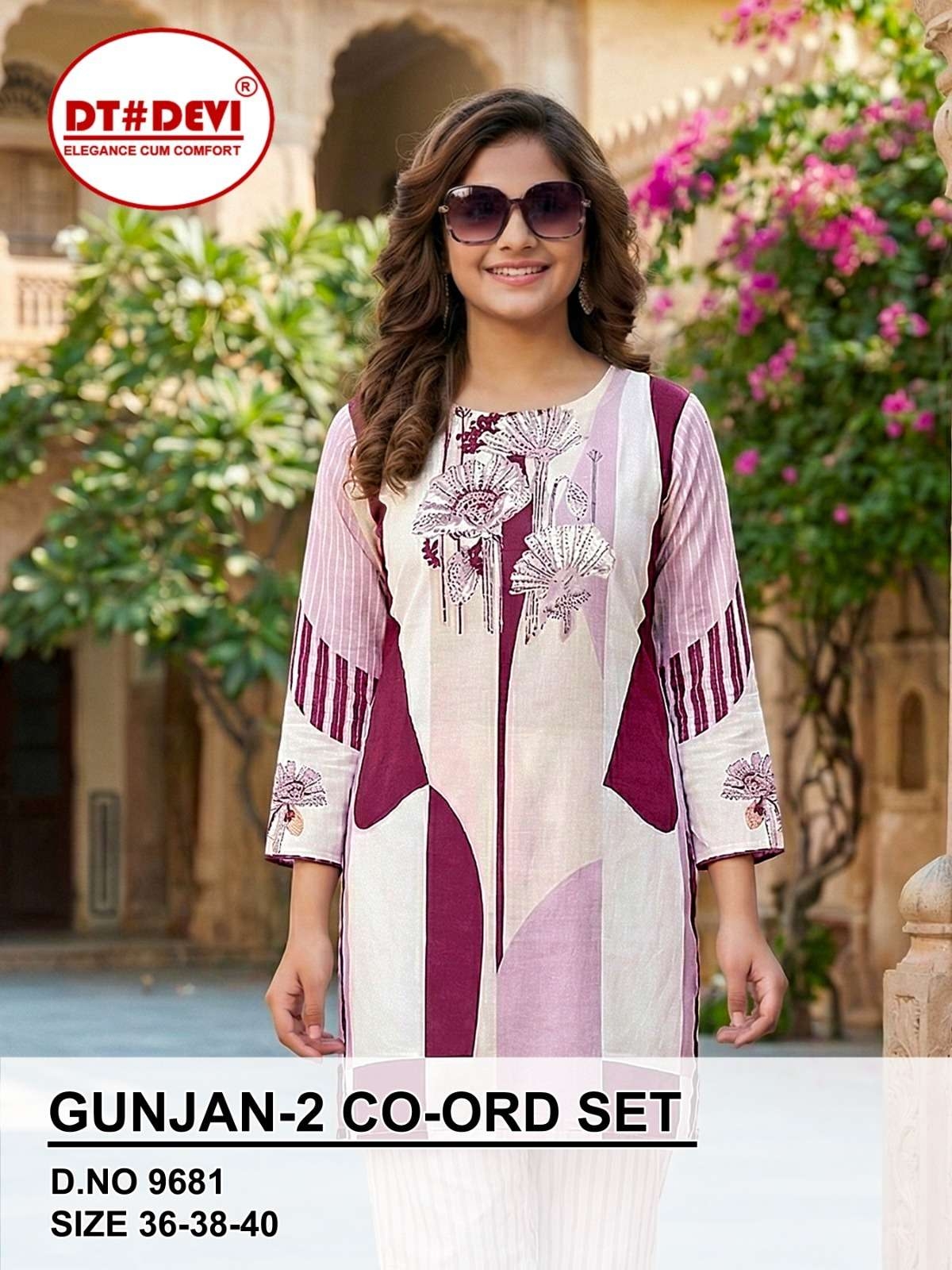 dt devi gunjan vol 2 9681 rayon kurti with bottom