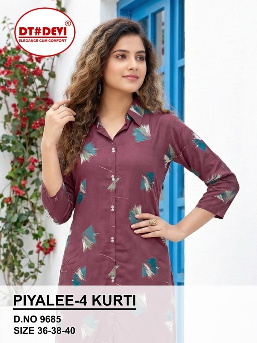 Dt devi piyalee vol 4 9685 rayon wholesale kurti with bottom