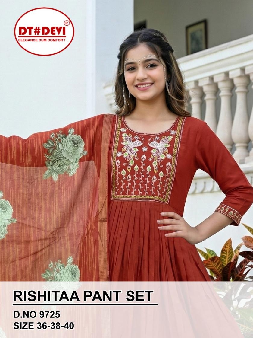 dt devi rishitaa roman silk 9725 roman silk readymade suit 