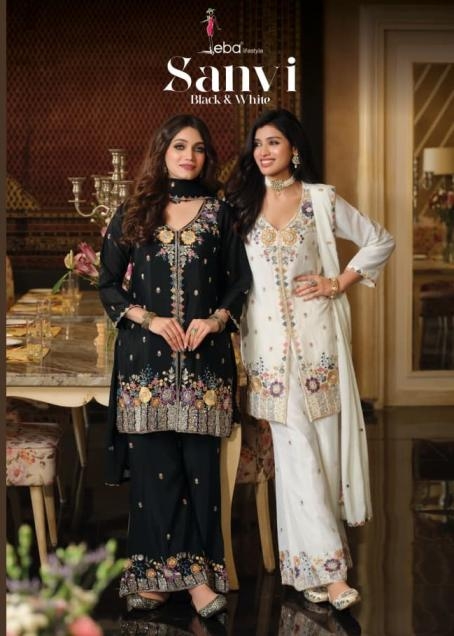 eba lifestyle sanvi black & white series 2426-2427 Hevy chinon wholesale readymade suit