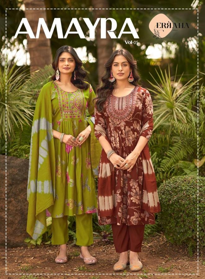 erraha amayra vol 4 series 4041-4048 vetican foil print readymade suit 