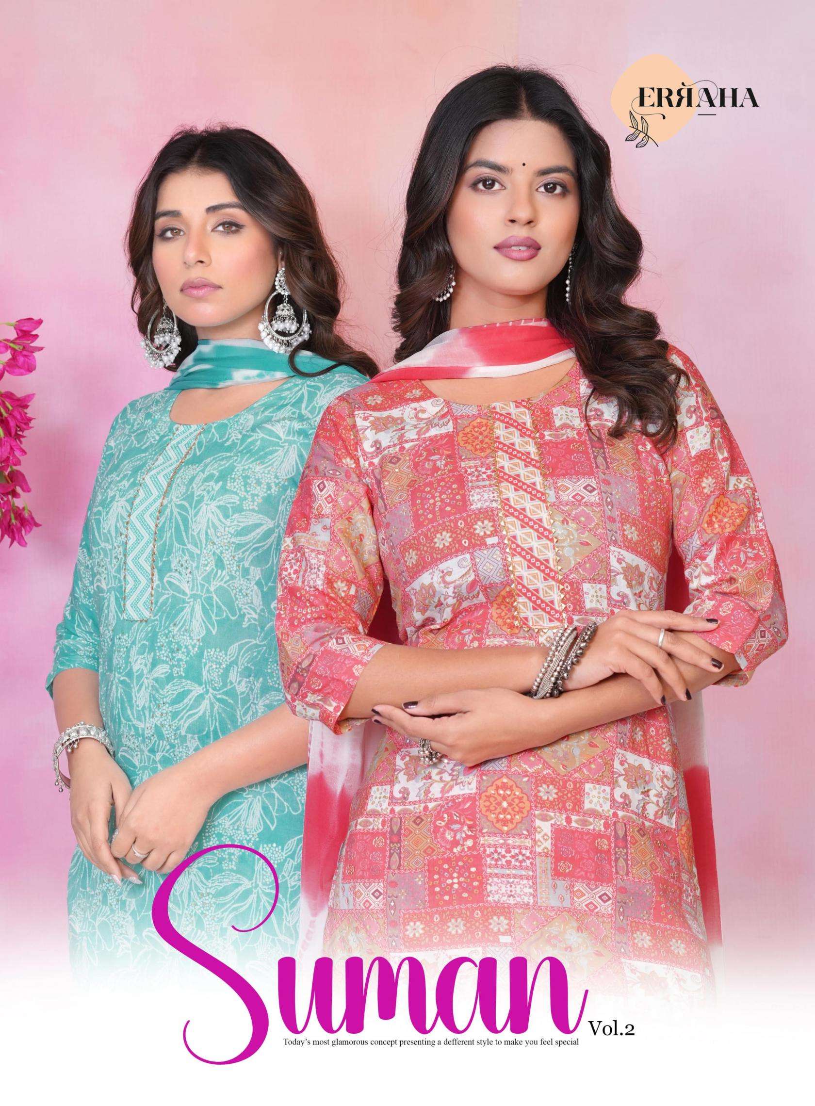 erraha suman vol 2 series 2001-2008 rayon capsule print readymade suit 