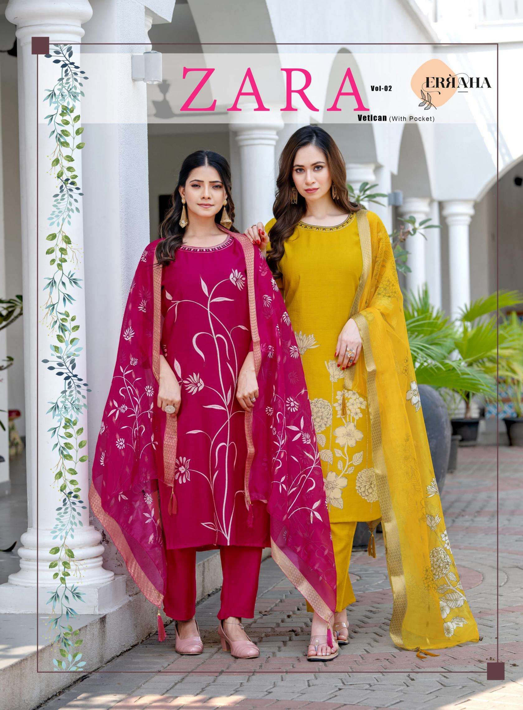 erraha zara vol 2 series 6011-6018 vertical wholesale readymade suit 