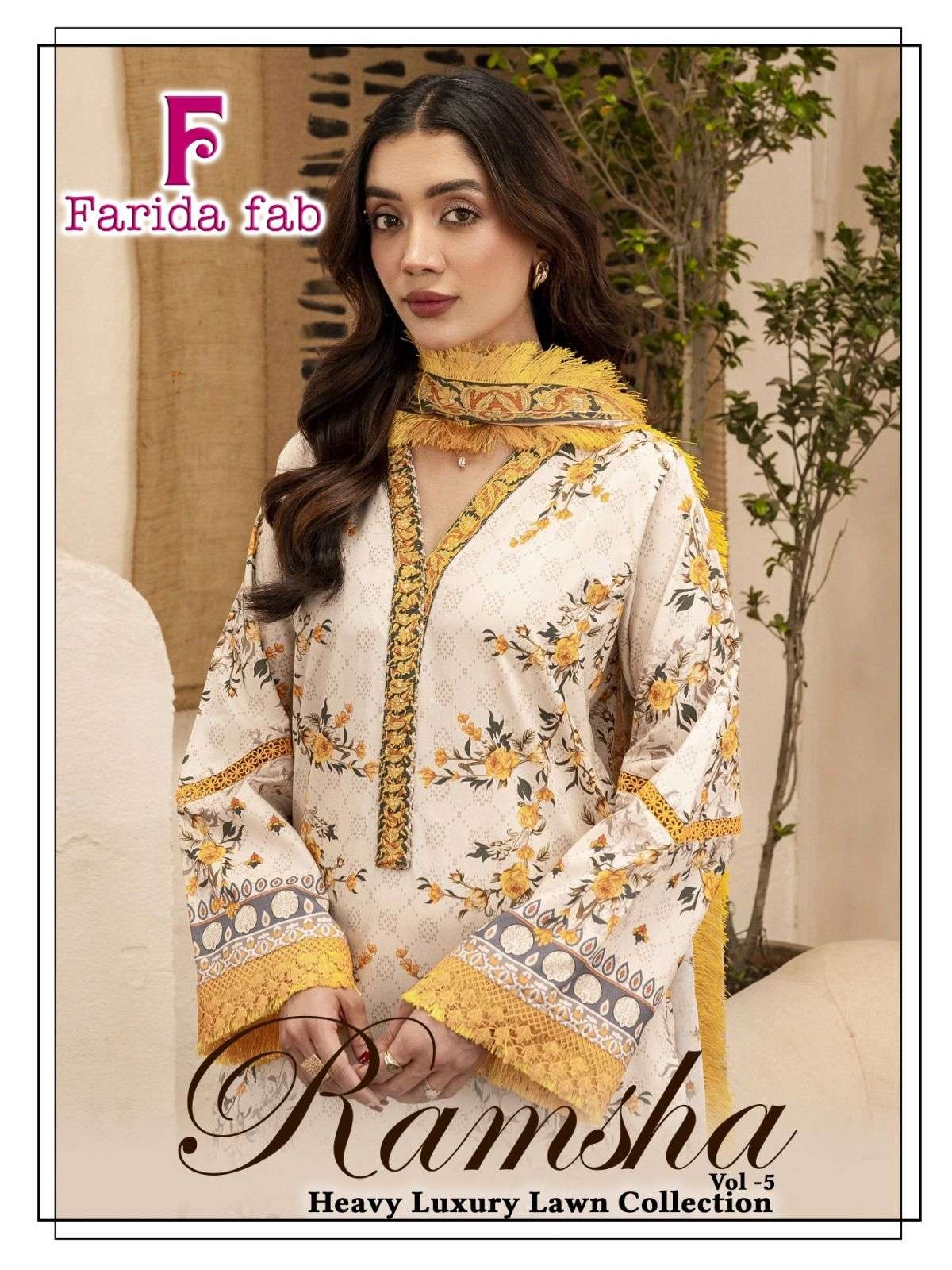 Farida Fab Ramsha Vol- 5 series 5001-5006 Pure Cotton readymade suit 