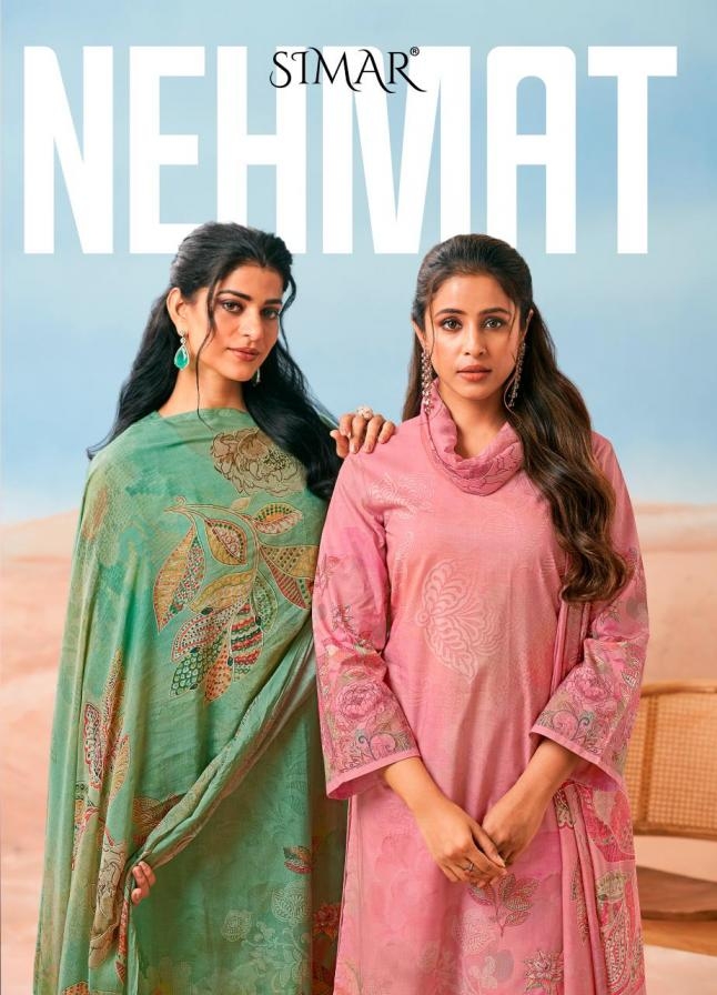 glossy simar nehmat series 9009 lawn cotton wholesale suit