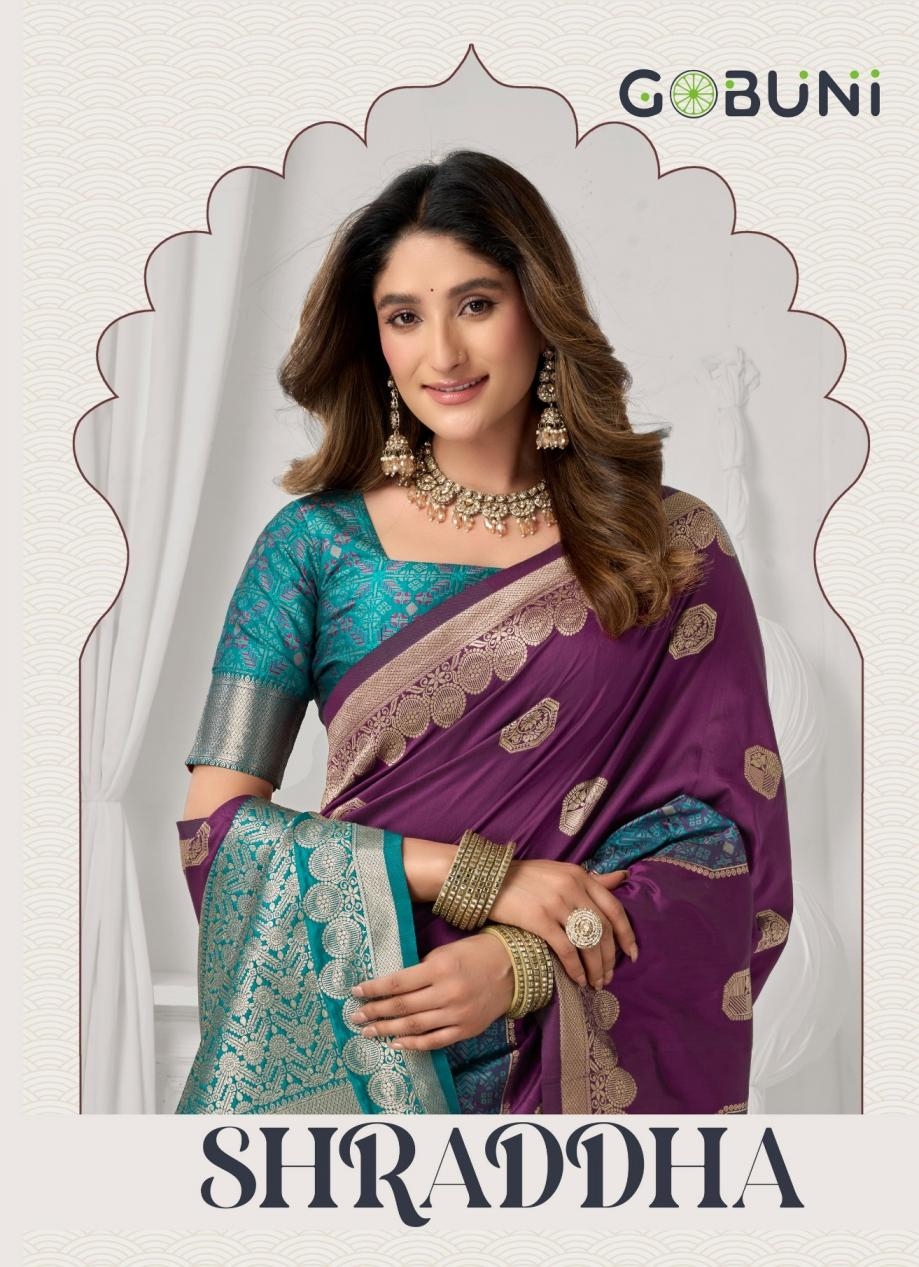 gobuni shraddha series 3101-3106 soft silk wholesale saree