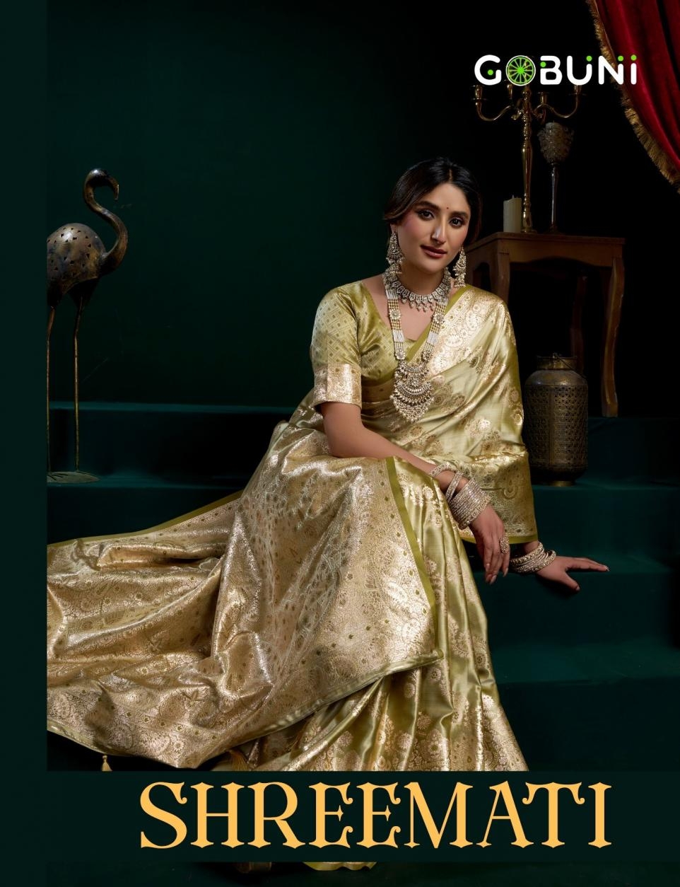 gobuni shreemati series 3301-3304 satin silk wholesale sarees