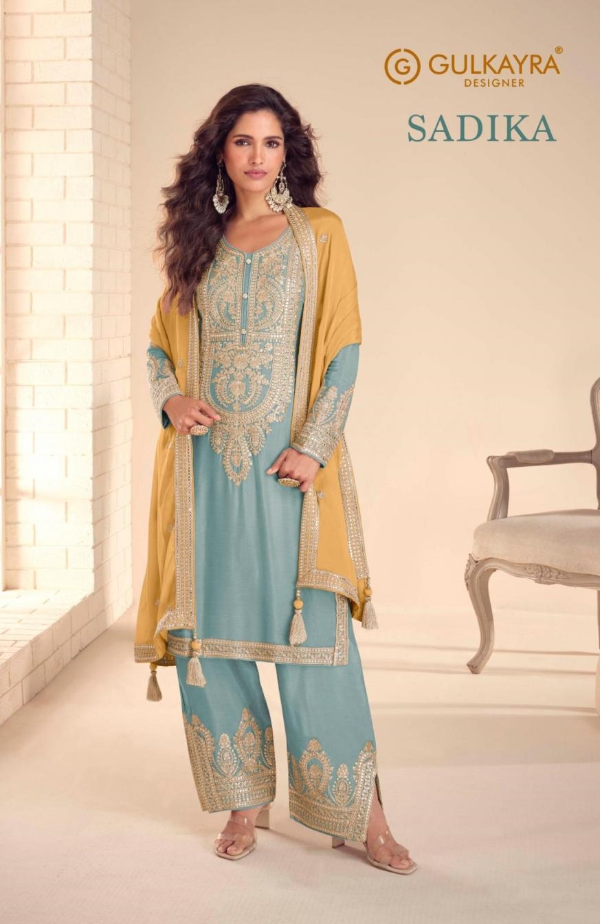 gulkayra designer sadika series 7630 Real Chinon readymade suit 