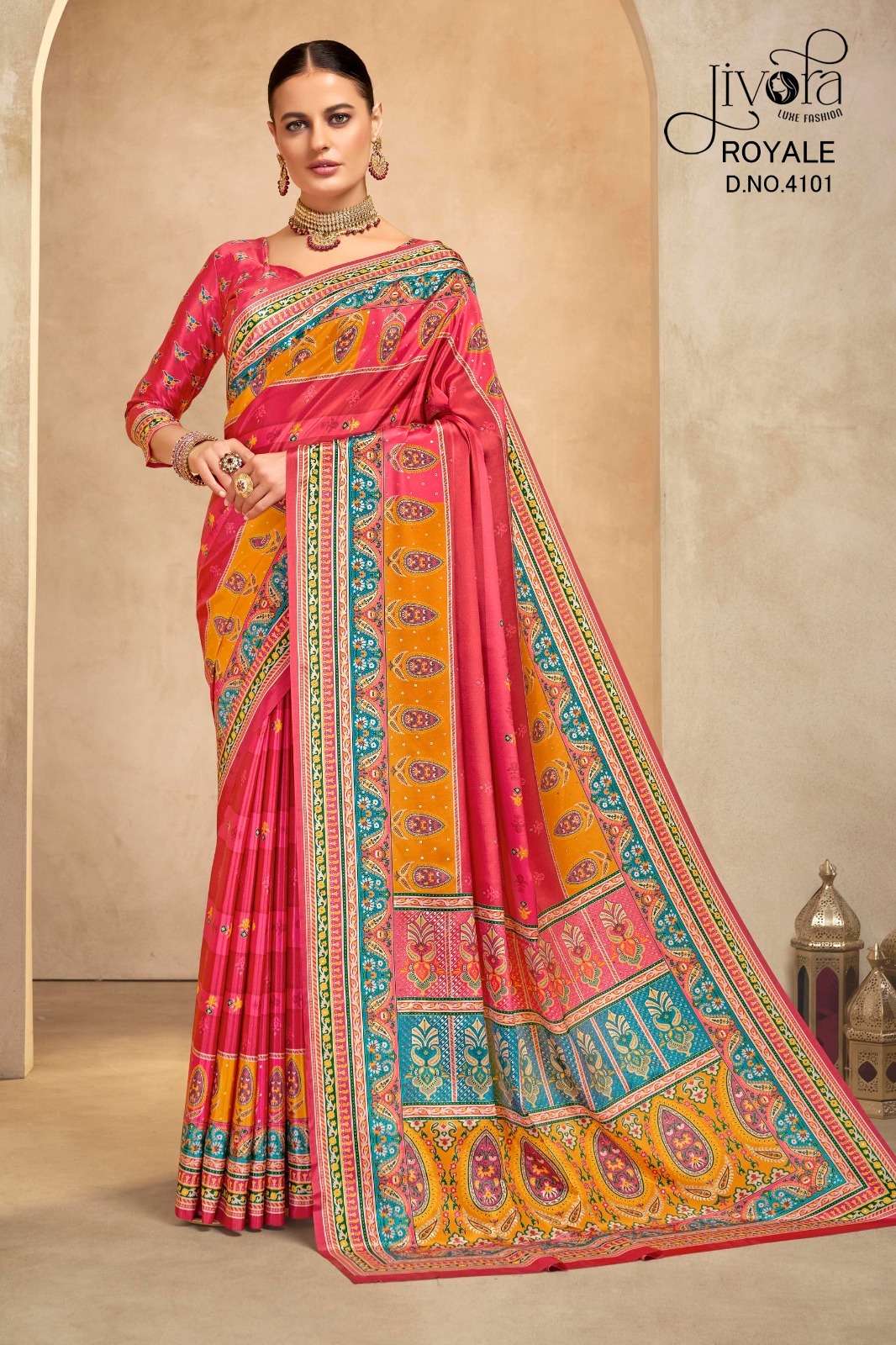 Jivora Royal series 4101-4110 Crepe with Digital Print wholesale saree in surat 