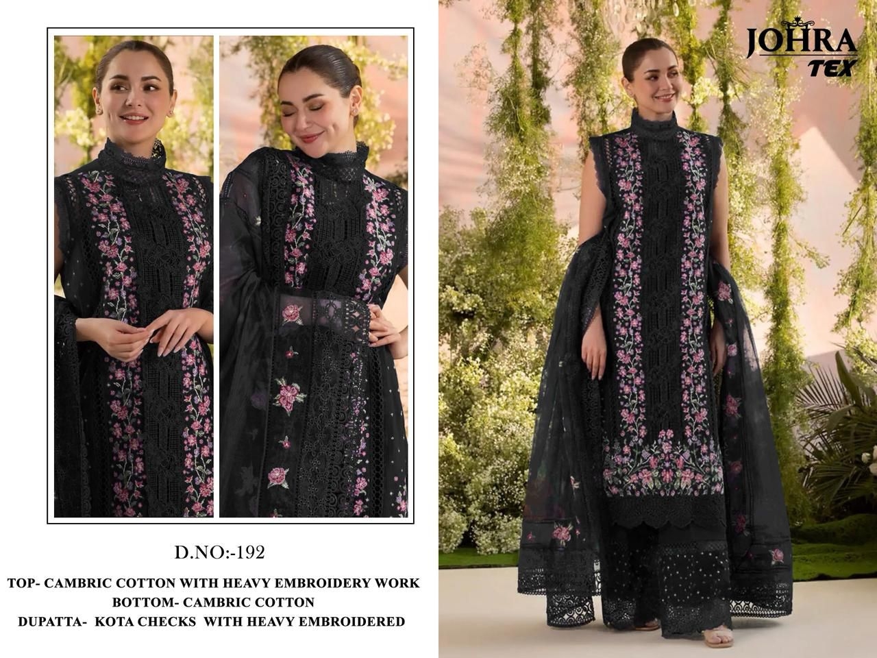 JOHRA TEX JT-192 CAMBRIC COTTON WITH HEAVY EMBROIDERY WORK  suit