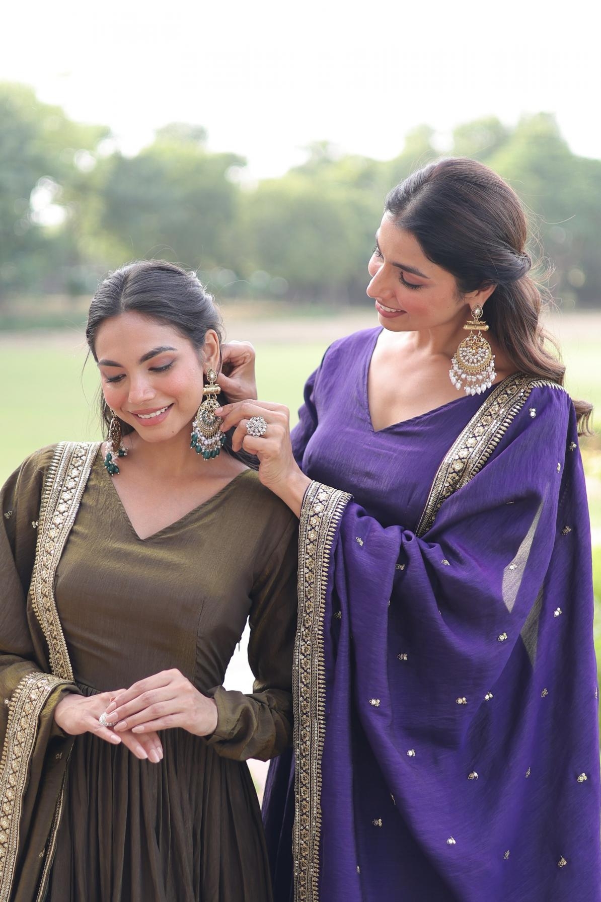 ka 1218 readymade attractive look vichitra silk gown with dupatta