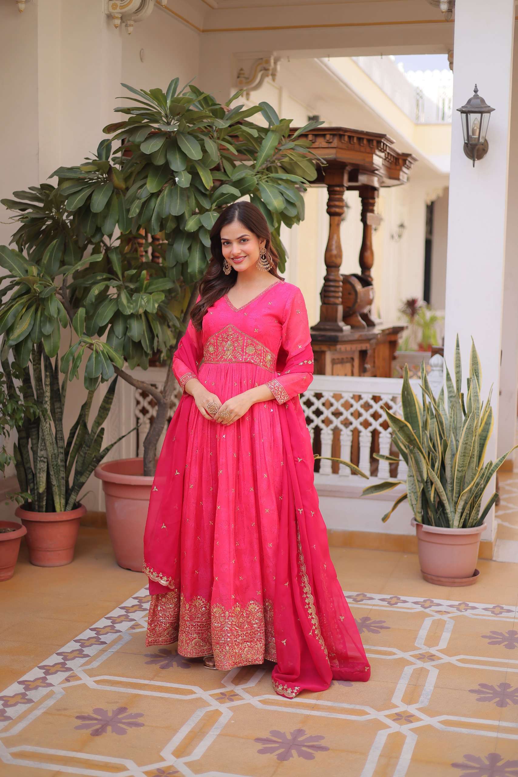 KA-1235 Digital Printed Russian silk readymade suit