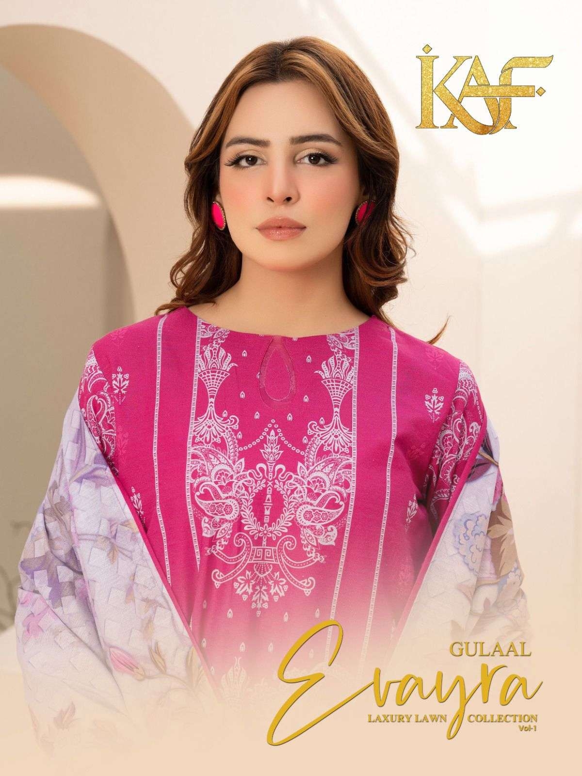 Kaf Evayra Gulaal Vol 1 series 1001-1006 Pure Heavy Lawn Cotton readymade suit
