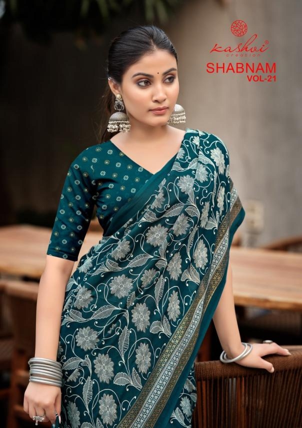 kashvi creation shabnam vol 21 series 2101-2108 dull moss saree